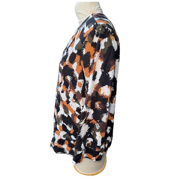 Hot Cotton 100% Linen Abstract Print Top Sz. XL 3/4 Sleeves Boxy - Picture 3 of 9